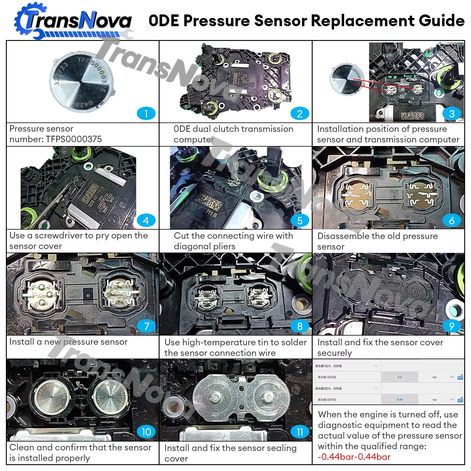 TransNova 1/2/4/6/8/10 Set 0DE DQ500 DQ380 DQ381 Transmission Sensor Control Unit TCU TCM For SMP132 532 LUK Audi Q3 VW Tiguan - view 3