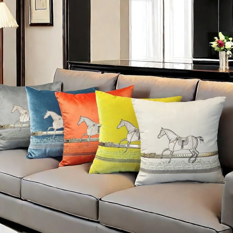 Retro Tiger Embroidery Pillows Brown Black Color Cushion Case Luxury Eastern Decorative Pillow Cover For Sofa Chair Home Decor