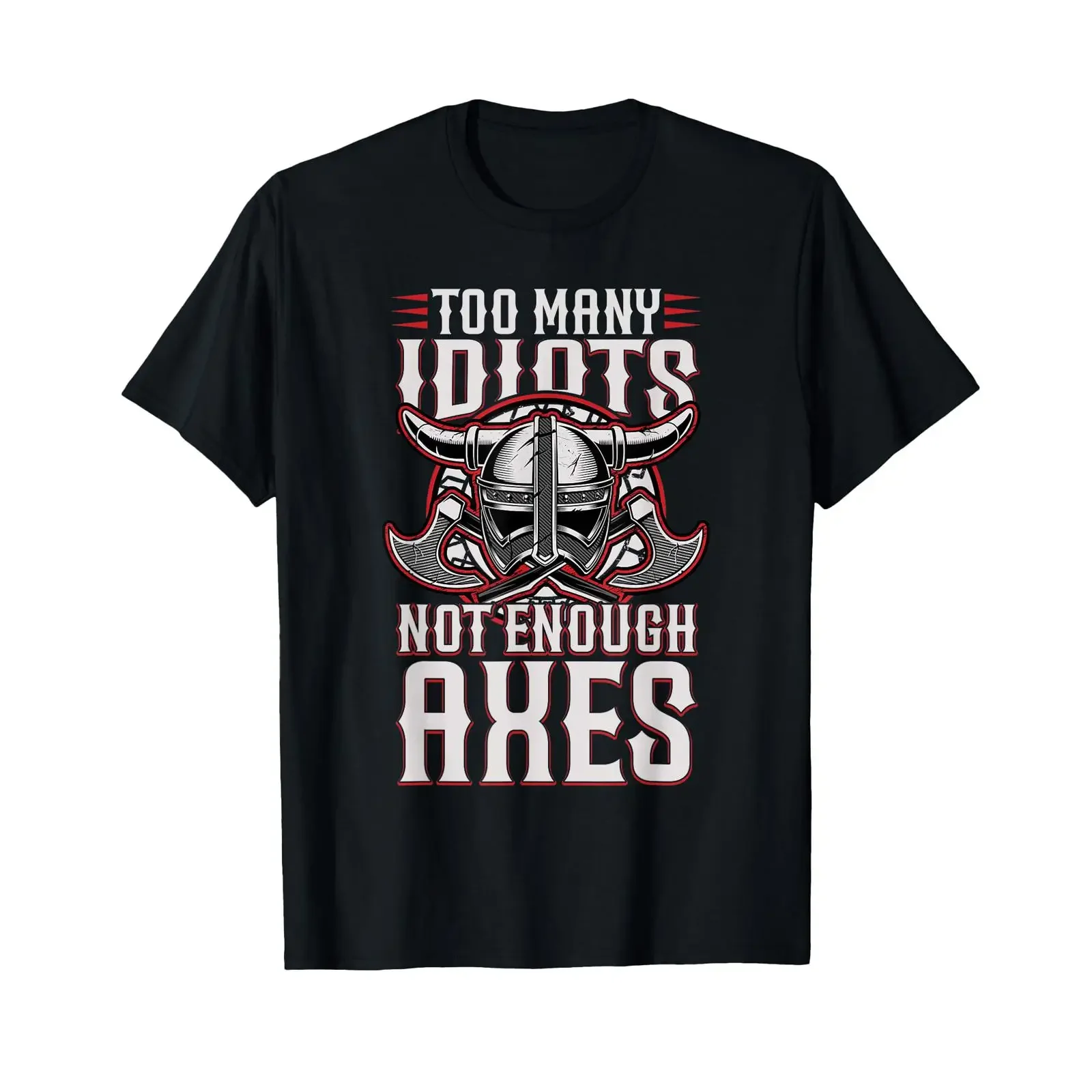 Viking Design Too Many Idiots Not Enough Axes T Shirt vintage Washed Soft Versatile Breathable streetwear fashion Stylish