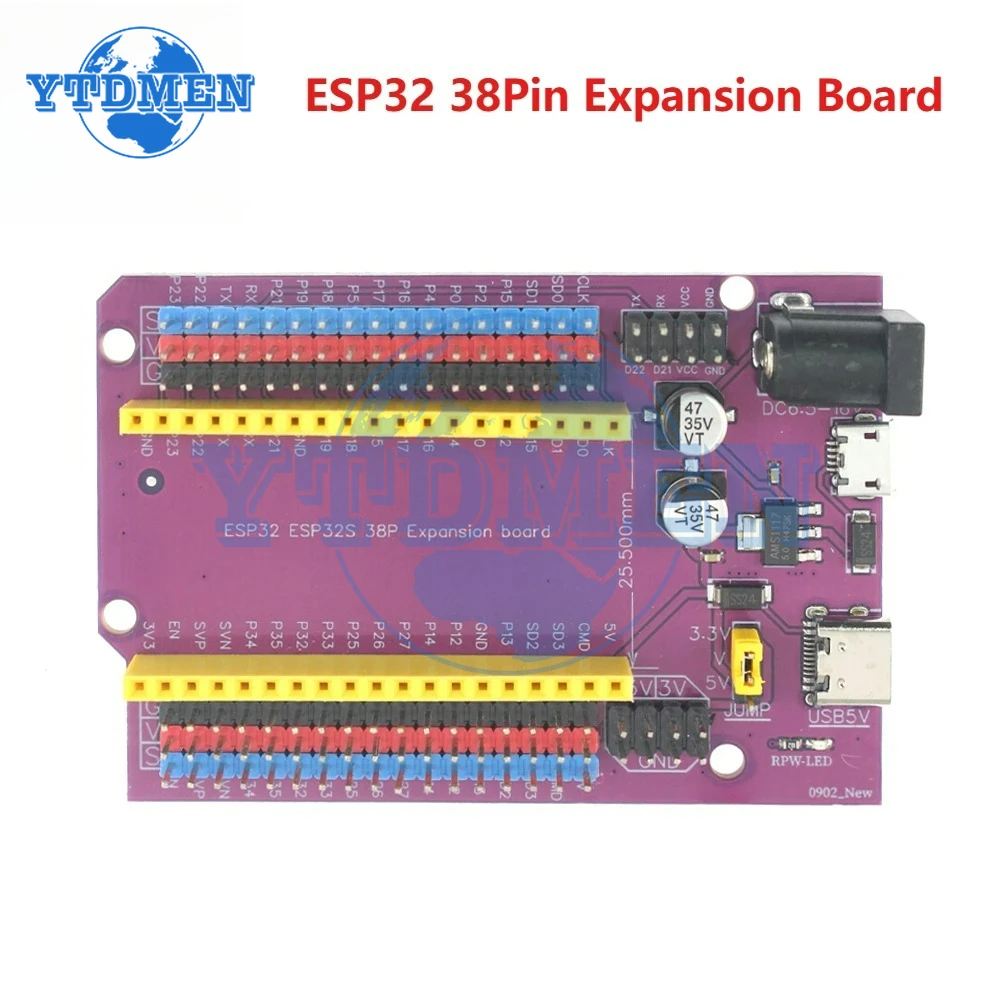 1/2PCS ESP32S 38Pin Expansion Board Purple for ESP32 Development Board Internet of Things Wifi BT Module