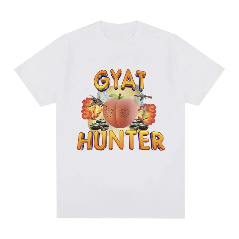 Women's Fashion Retro Short sleeved T-shirt Gyat Hunter Funny Meme T-shirt Casual Loose Large T-shirt