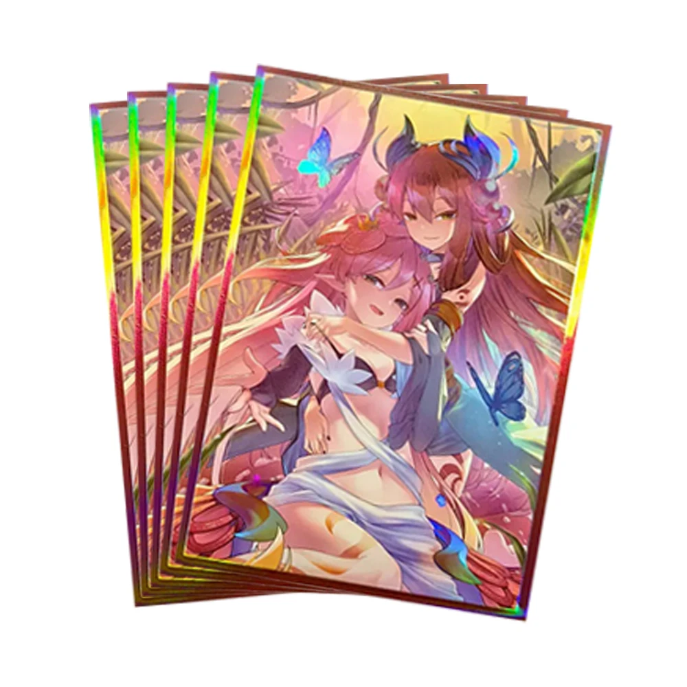 50PCS 63x90mm Trading Cards Protector Holographic Animation YGO Card Sleeves Japanese Size Halloween Gift