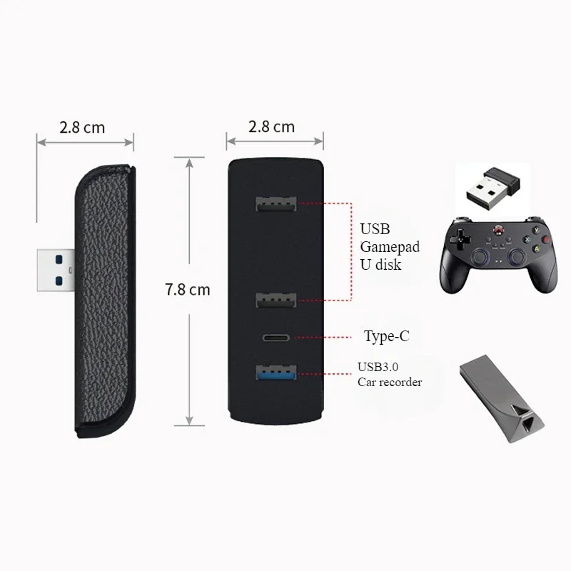For Tesla Model 3+/Y Juniper 2025 Glove Box Docking Station USB Hub Ports 4-in-1 USB Extender Charger Upgrade Data Transfer