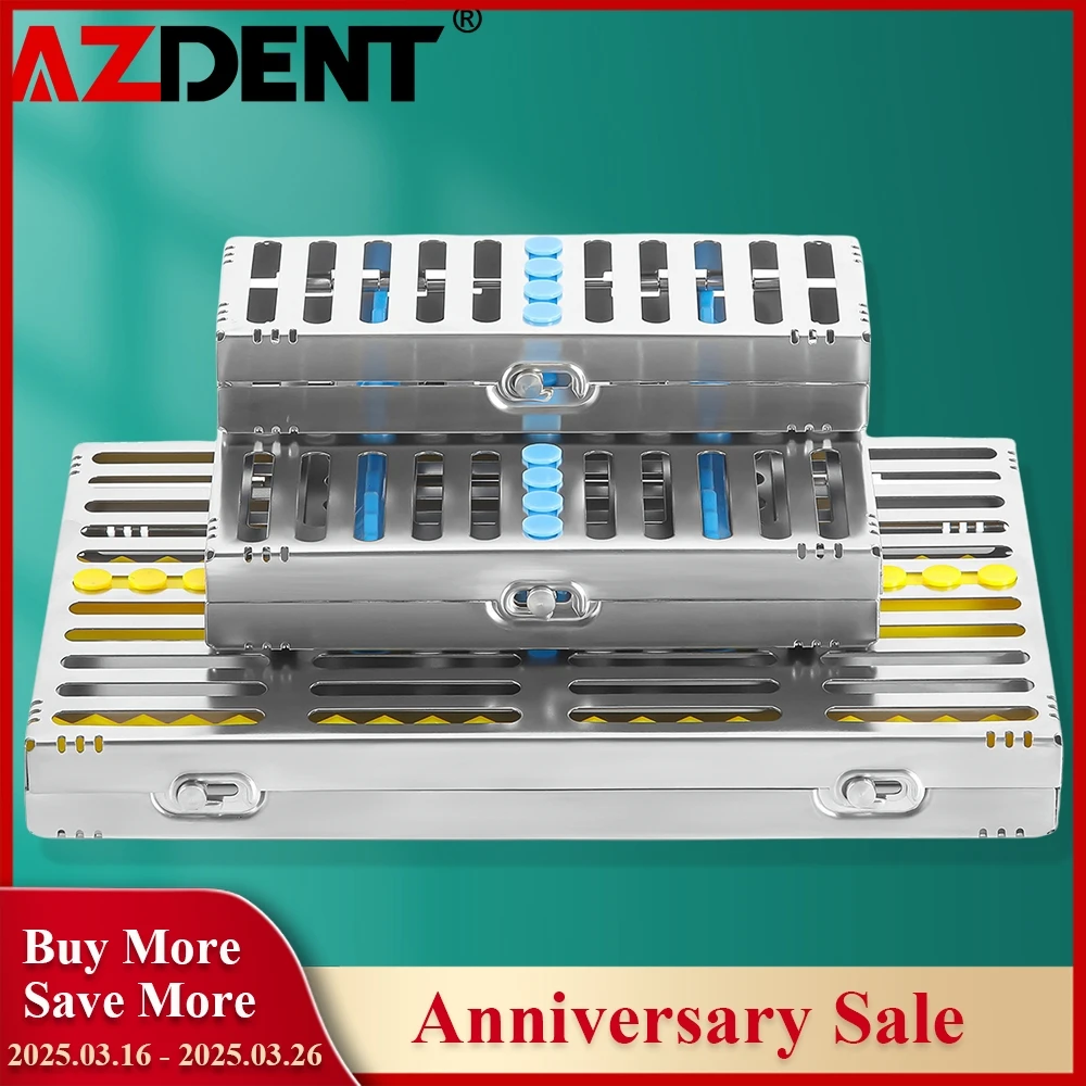 Azdent Dental Sterilization Rack Surgical Autoclavable Sterilization Box Dental Cassette File Burs Disinfection Tray Lab Tool