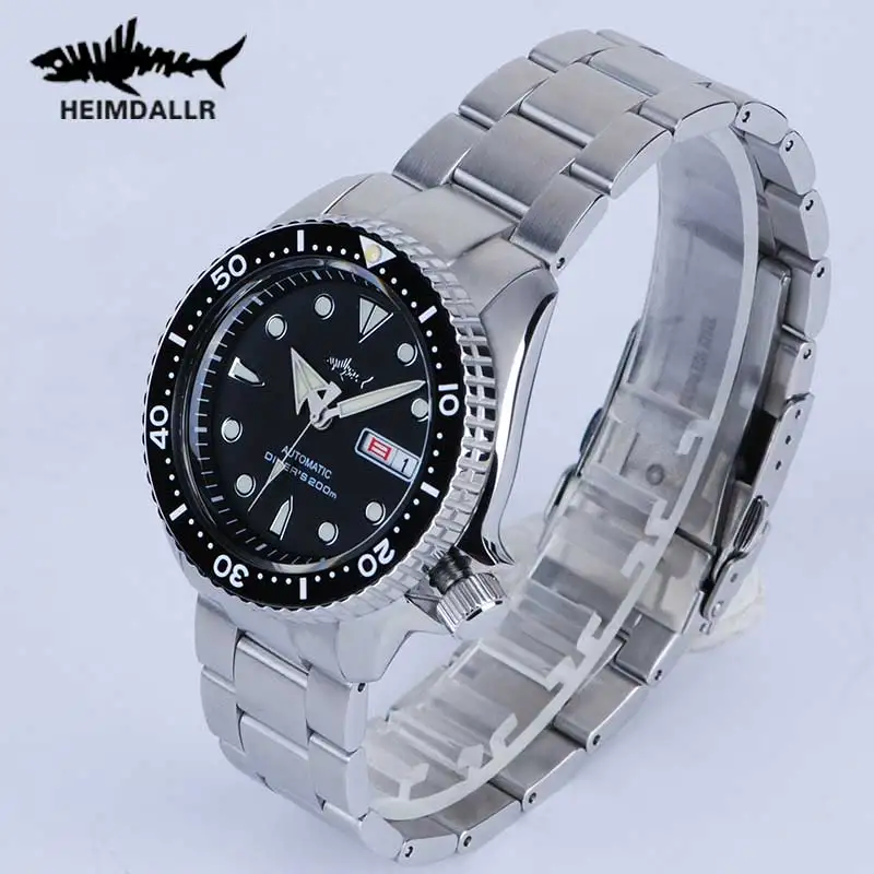 HEIMDALLR Sharkey SKX007 Men's Automatic Watch Sapphire Crystal C3 Luminous 200M Waterproof Diver NH36 Mechanical Dive Watches