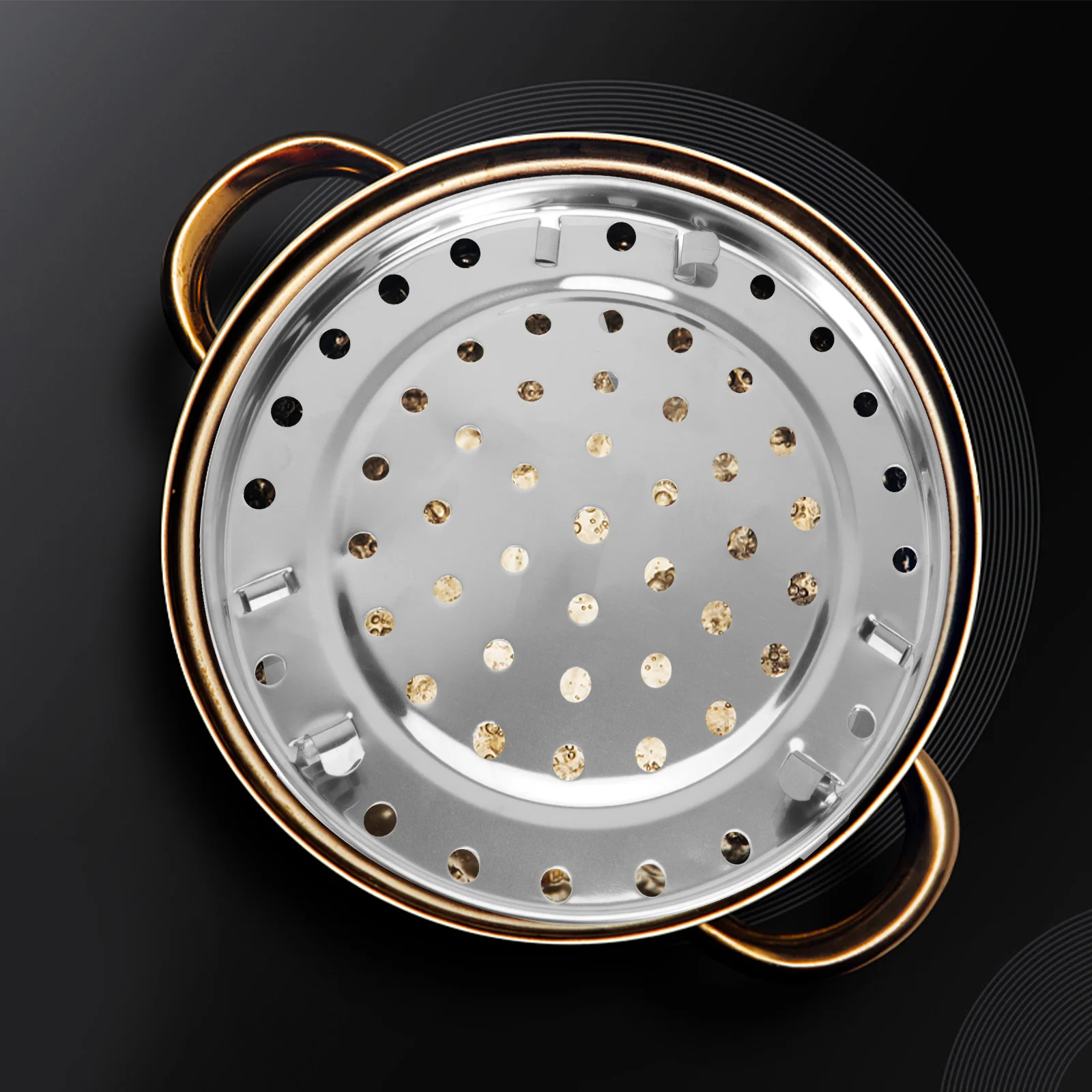 Rejilla Redonda de Acero Inoxidable para Vaporera de 20 cm, de Tres Patas, Compatible con la Mayoría de las Ollas, para Cocina, Vaporera, Horneado y Asado