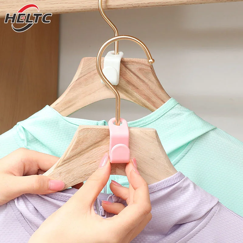 50Pcs/set Mini Clothes Hanger For Wardrobe Connector Hook Plastic Wardrobe Coat Extender Clips Holder Space Saving