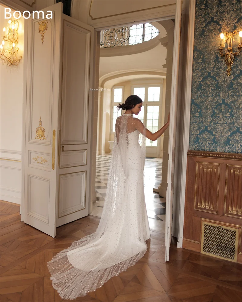 

Booma Mermaid Simple Strapless Wedding Dresses Pearls Sleeveless Floor-Length Elegant Brides Gown Custom Made 2025