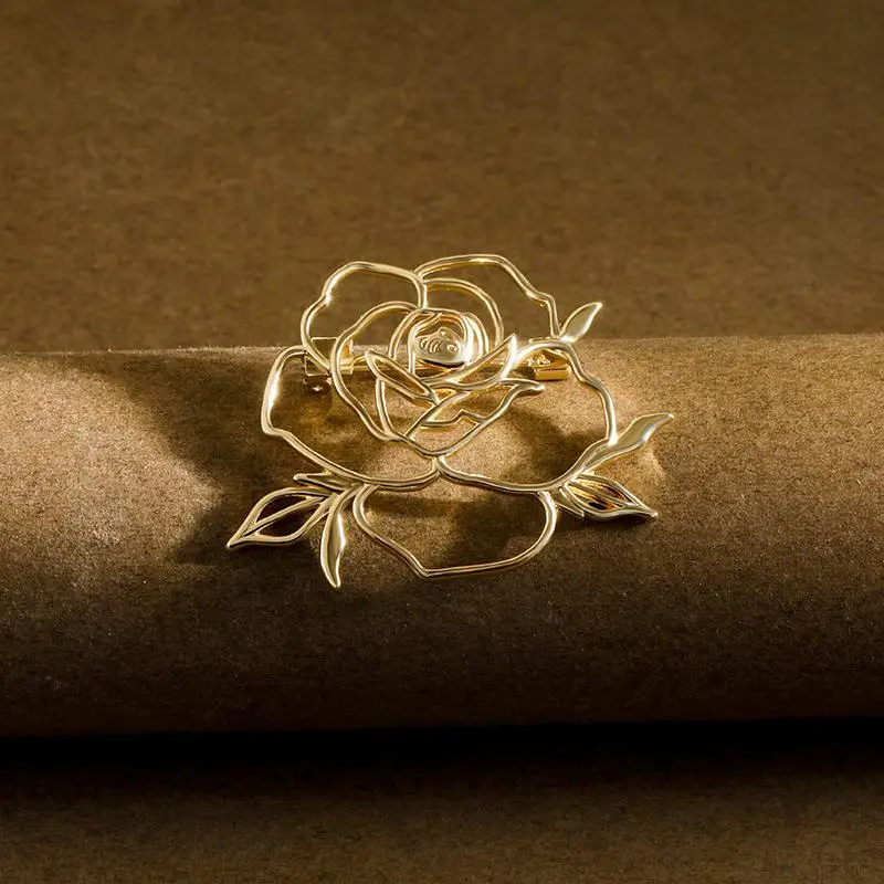 الكورية بسيطة جوفاء خارج روز بروش للنساء الرجال للجنسين الصدار دبوس مزاجه دعوى معطف اكسسوارات الحفلات هدية