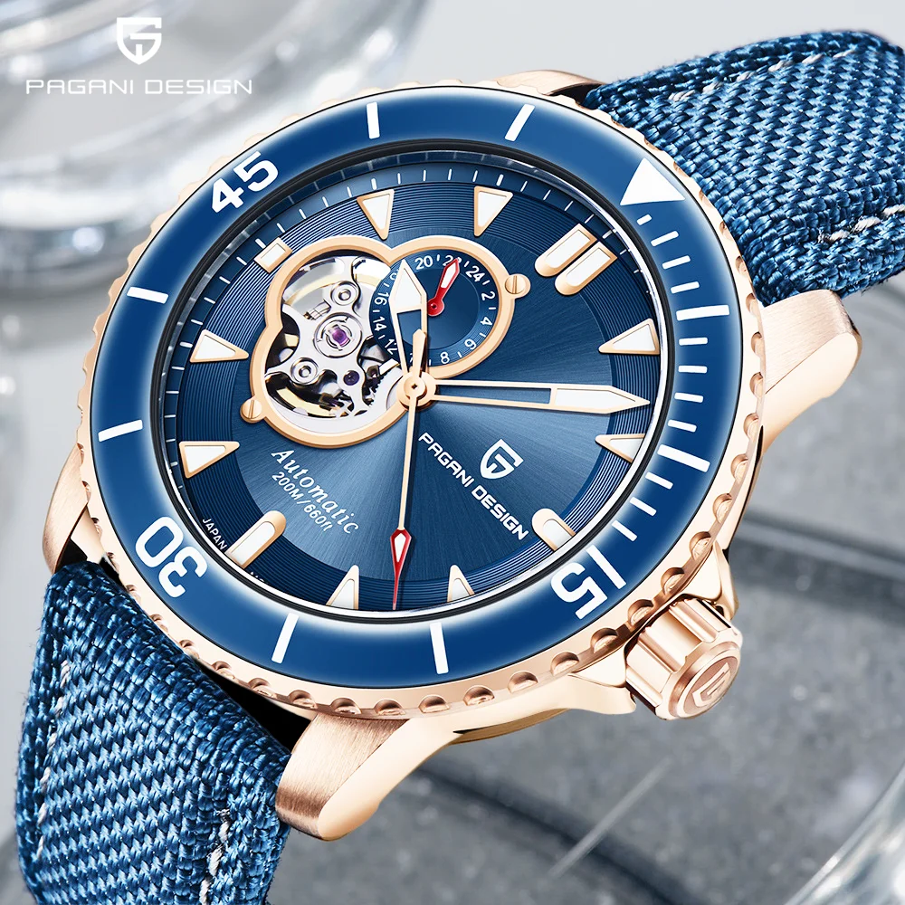 PAGANI DESIGN Men's Fully Automatic Mechanical Waterproof Hollow Stainless Steel Men's Watch