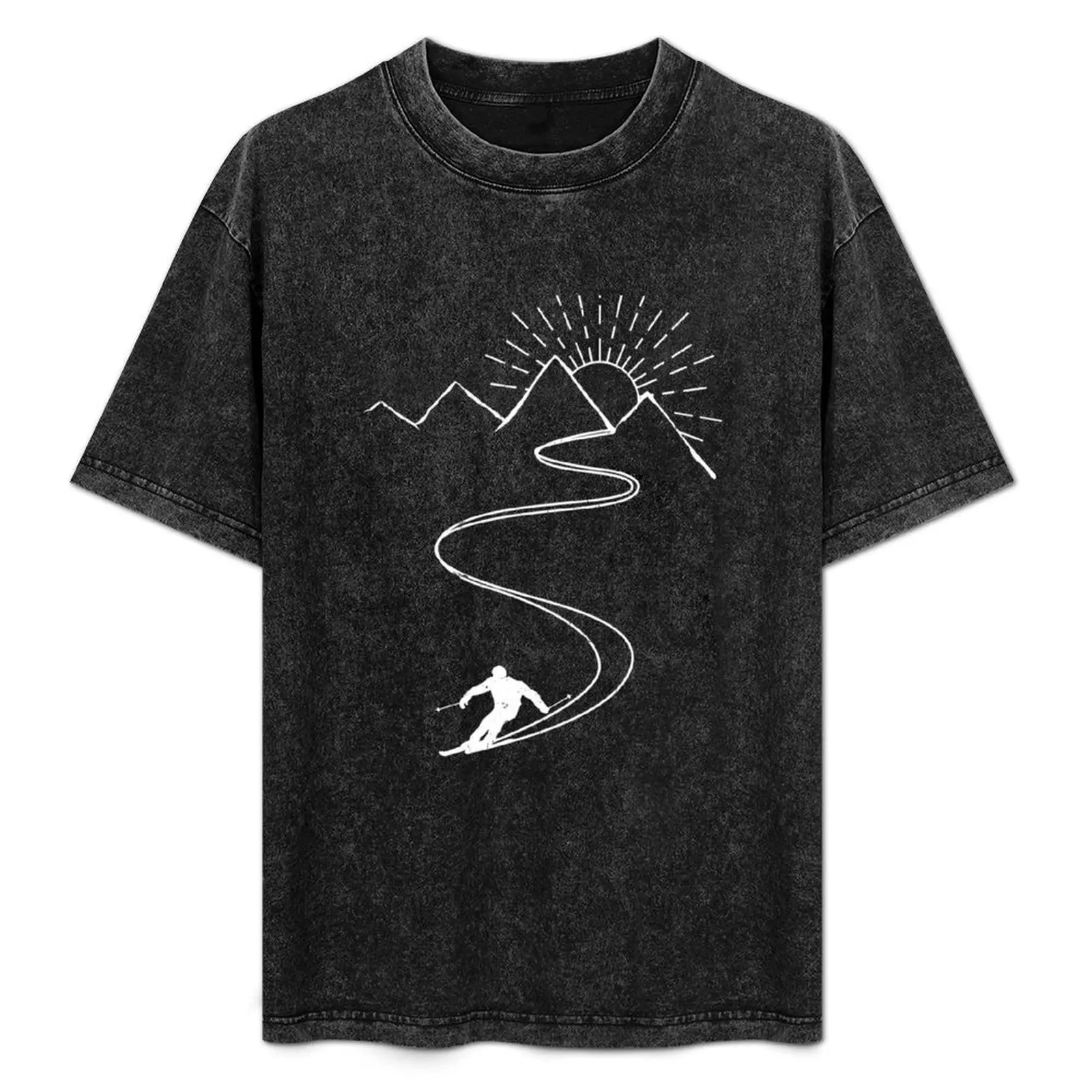 Mountain Skier Skiing Snow Mountain Winter Gift T-Shirt Basic Daily Outfit Short Sleeve Tee