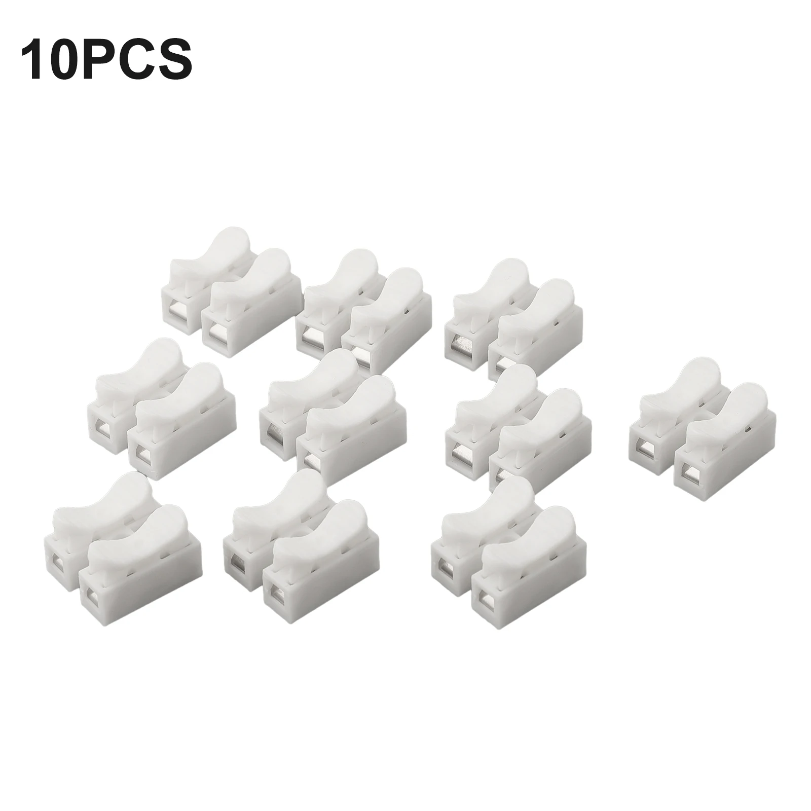 CH2 Quick Wire Terminal Connectors for LED Strip Light Circuits 10 Pack 2-Core Fire Resistant PP Insulated Steel Housing