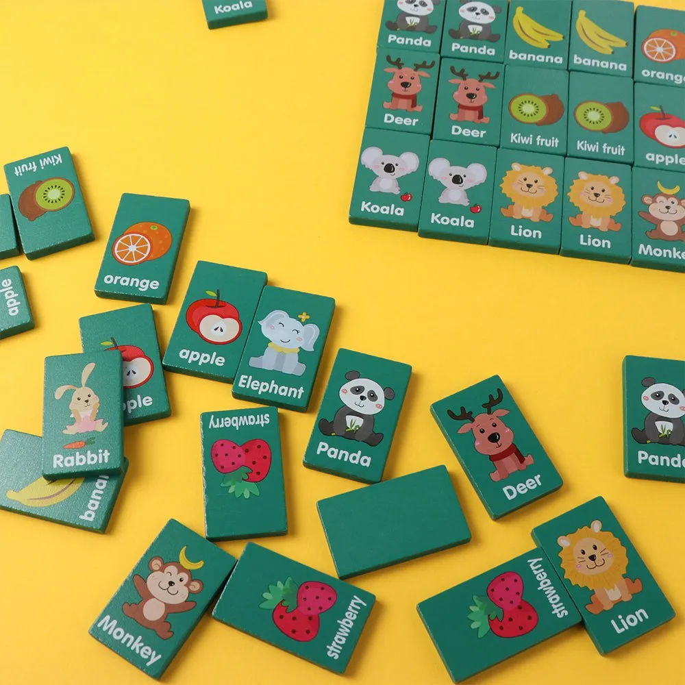 

Wooden Memory Solitaire Matching Mahjong Game Early Educational Flip To Win Family Board Game Easy To Play Fruit Animal