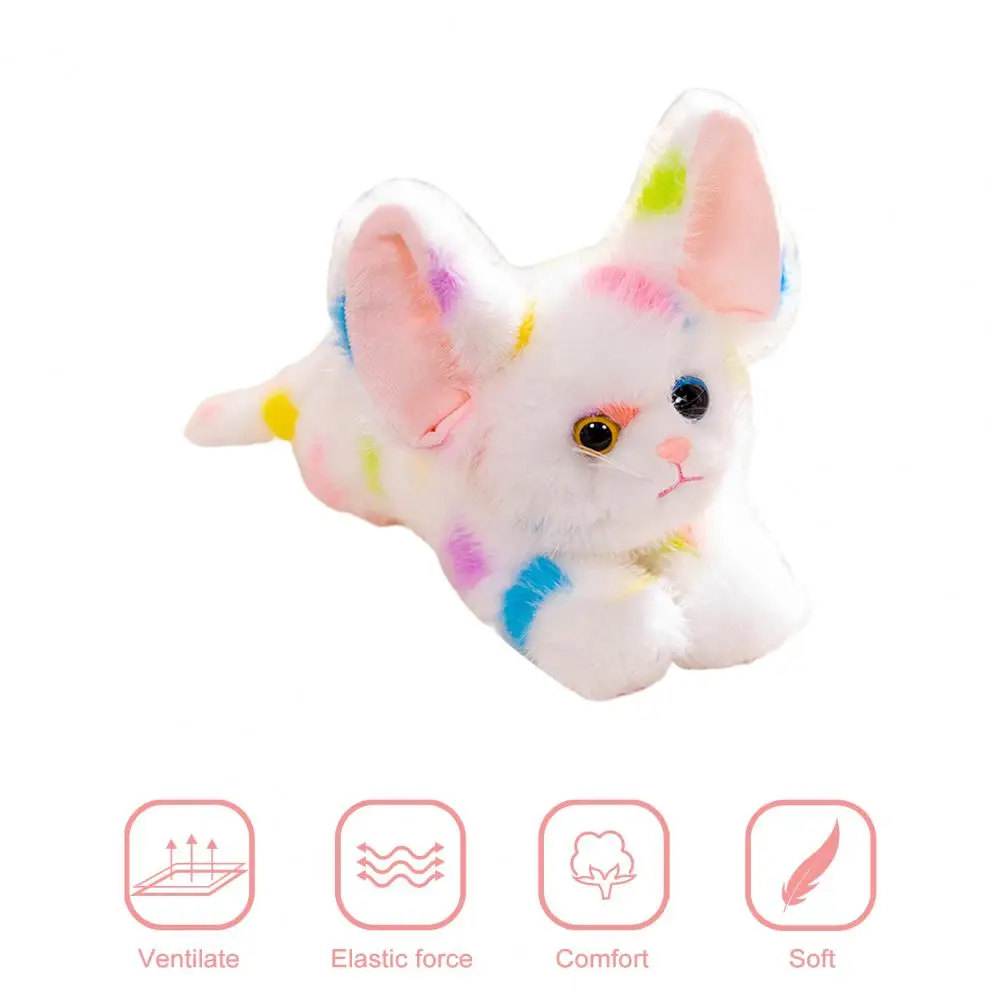 Cute Cat Plush Toys Rainbow Tie Dye Cat Plush Doll Soft Stuffed Toy for Kids Polka Dot Kitten Gift Xmas Present for Boys Polka