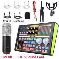 DJ18 Sound Card Studio Mixer Singing Noise Reduction BM800 Microphone Voice Live Streaming Exclusive Set Phone Computer Record