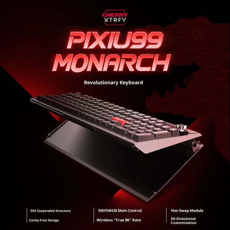 CHERRY PIXIU99 Mechanical Keyboard Wireless 8K Return Rate Nordic Chip E-sports Game Keyboard DSS Modular Screen Customization