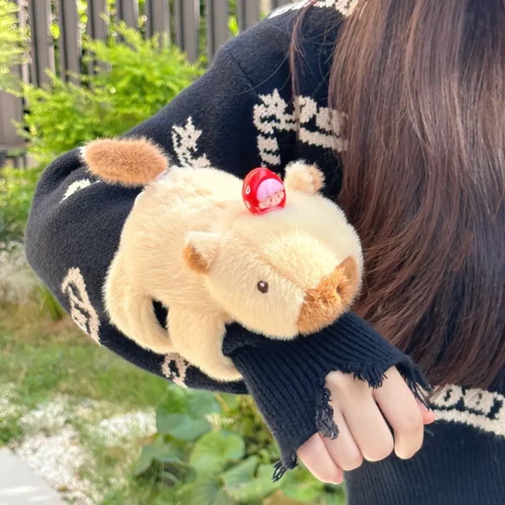 Capybara Rodent Slap Bracelet Series Simulation With Tail Plush Doll Slap Bracelet Cute Doll Soft Capybara Plush Wrist Band