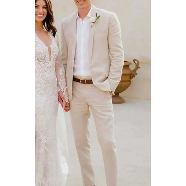 Abito da sposo beige hot sale