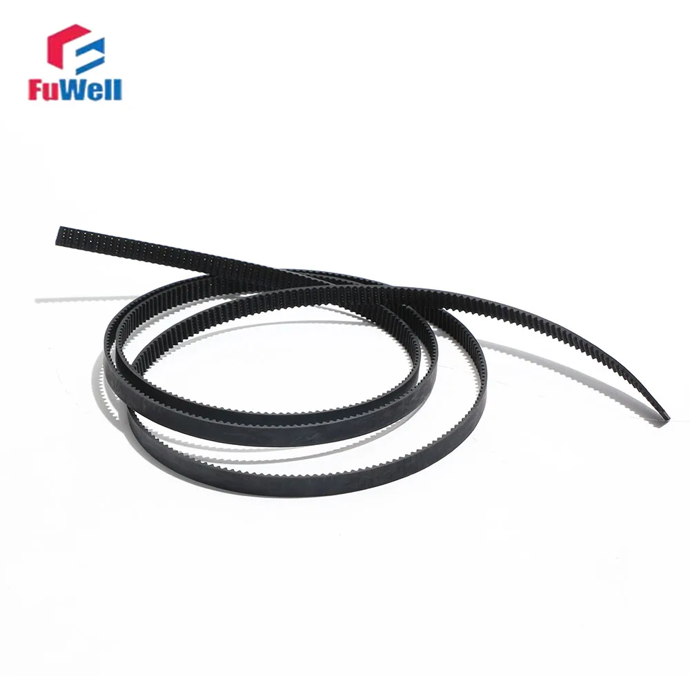 FuWell S2M Black Rubber Toothed Timing Pulley Belt 6mm/10mm Width Synchronous Transmission Belt S2M Open Type for 3D printers