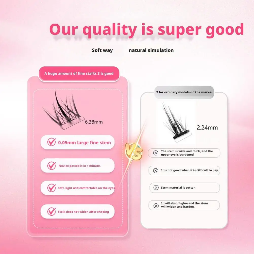 6 Rows Camellia Glue-free Large-capacity False Eyelashes, Natural Upper And Lower Eyelashes, Daily Makeup False Eyelashes