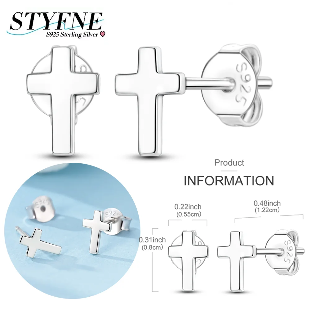 

Original Earrings 925 Silver Simple Cross Stud Earrings for Women Party Wedding Engagement Fashion Jewelry Exquisite Gift