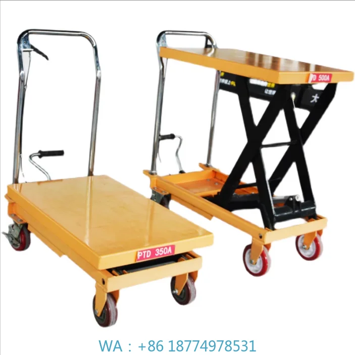 with Simple Scissor Design Efficient Manual Lift Truck Small Movable Manual Hydraulic Scissors Lift Platform Truck