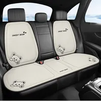 Fashion Luxury Car Seat Cushion Linen Cartoon Bear Women's Cute Anti-slip Breathable Car Seat Protect Cushion Cover Universal