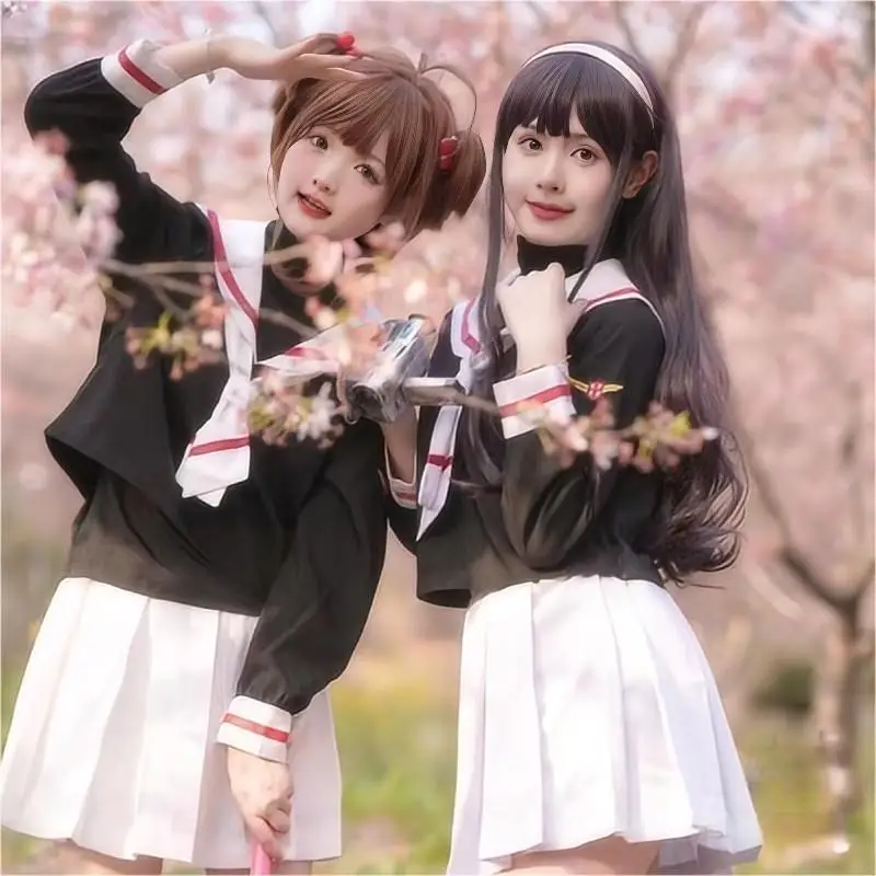 Anime Cardcaptor Sakura Card Captor Kinomoto Sakura Li Syaoran Cosplay Costume School Uniform Man Woman Campus Sailor Suit