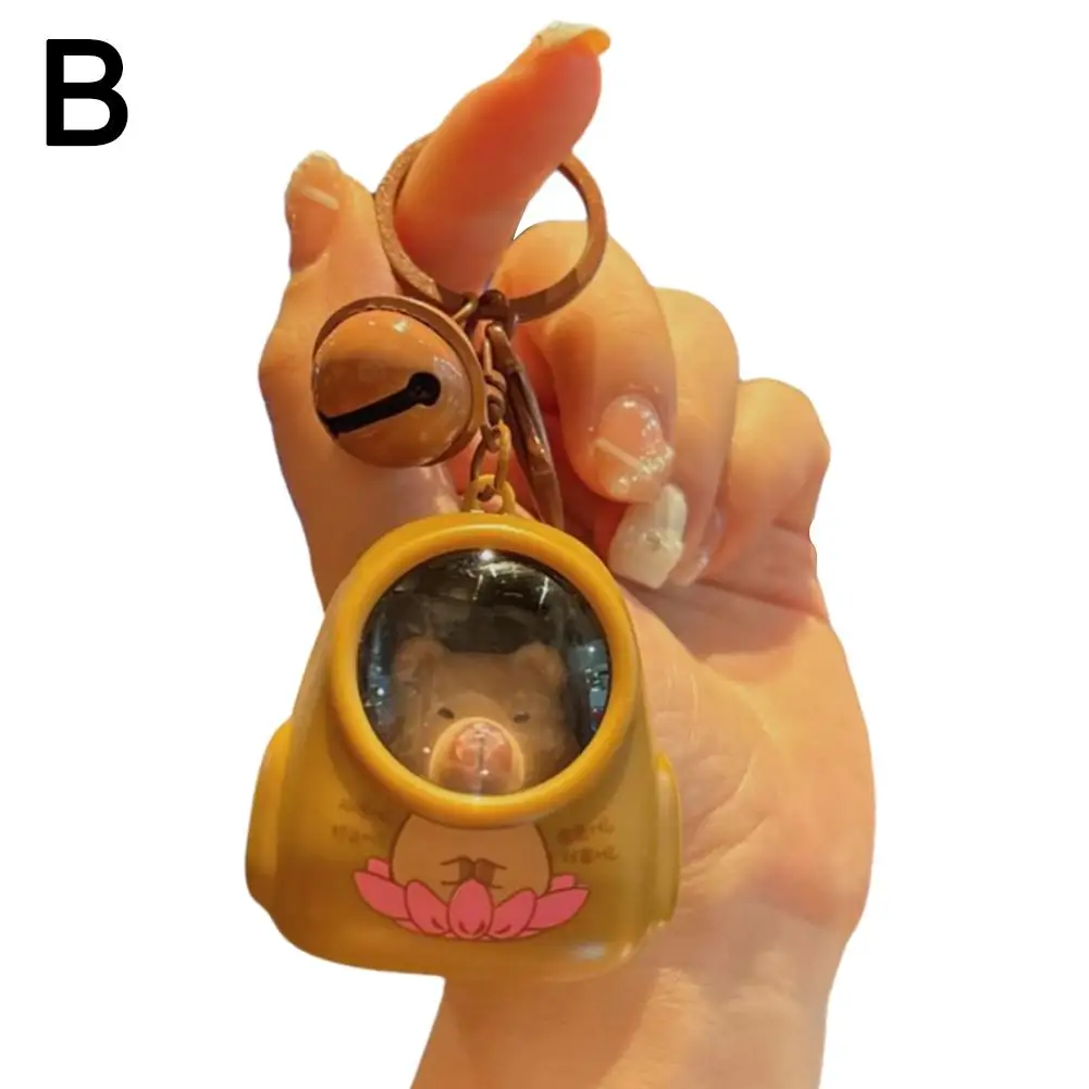 かわいいカピバラ小さな夜の光キーホルダークリエイティブ漫画装身具カプセルキーギフトハングフレンドライトスペースチェーンバッグアトモス P8E3