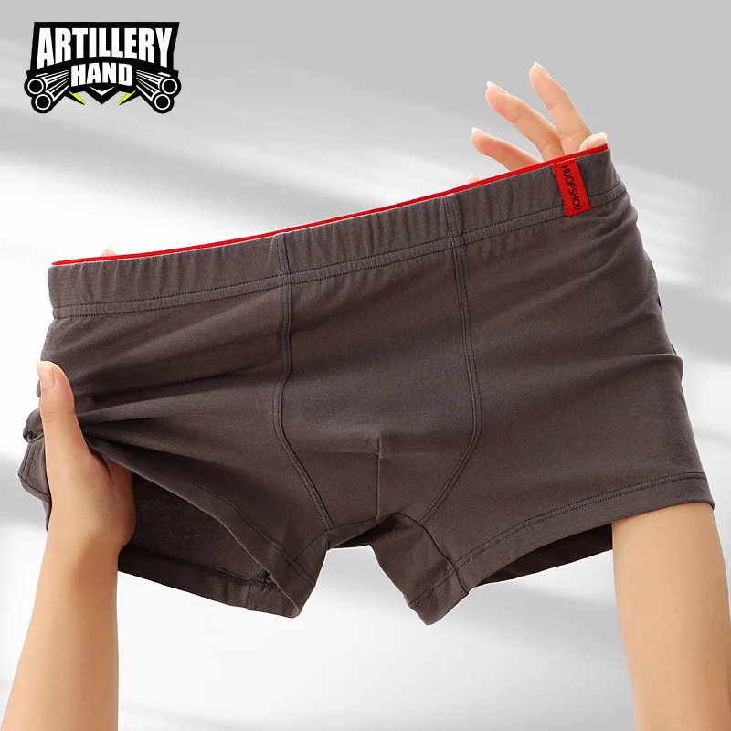 Men's Comfortable Boxer Shorts Solid Color Cotton Breathable Aro Pant Youth Mid-waist Underwear Fashion Bottoms Panties