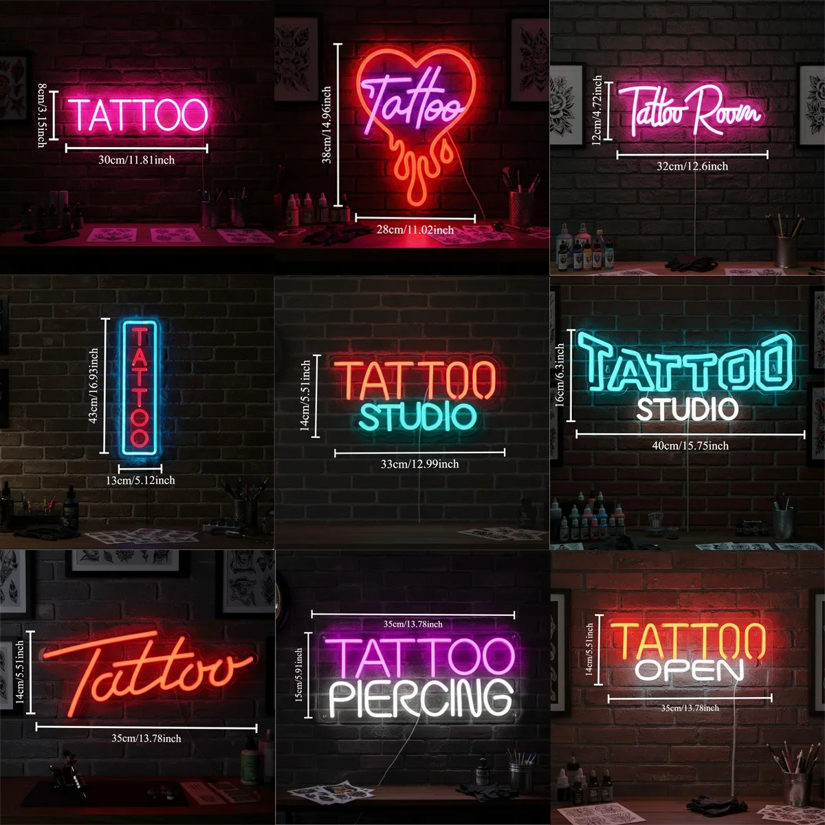 

Неоновая вывеска для татуировки Студия тату-магазина Офис Неоновая вывеска Татуировка Настенный декор Неоновый свет с регулируемой яркостью Свет для тату-салона