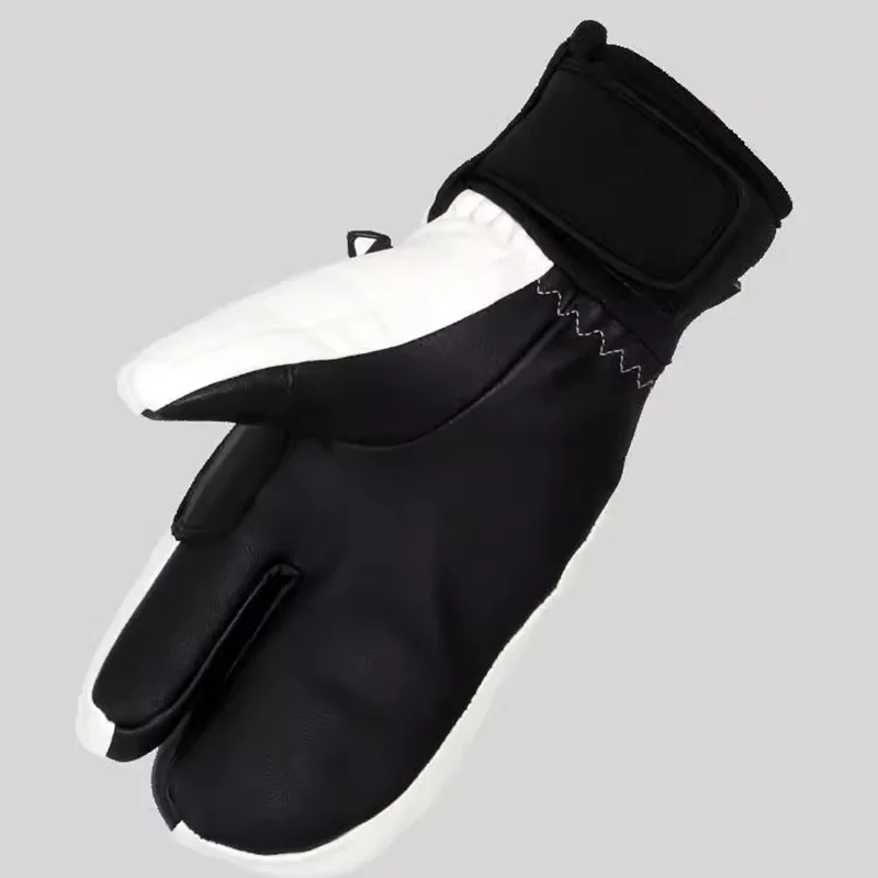 LTVT 2025 3-Finger Ski Mittens Genuine Leather Waterproof Gloves with GORE-TEX & Primaloft Warm Winter Snowboard Mittens