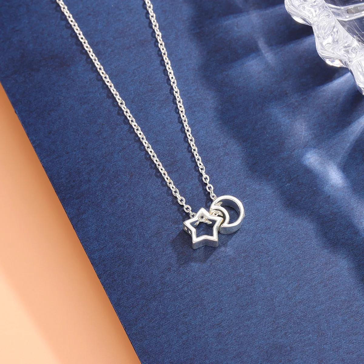 New Fashion Jewelry 925 Sterling Silver Hollow Star And Moon Temperament Simple Clavicle Chain Pendant Women Necklaces  XL080 - view 5