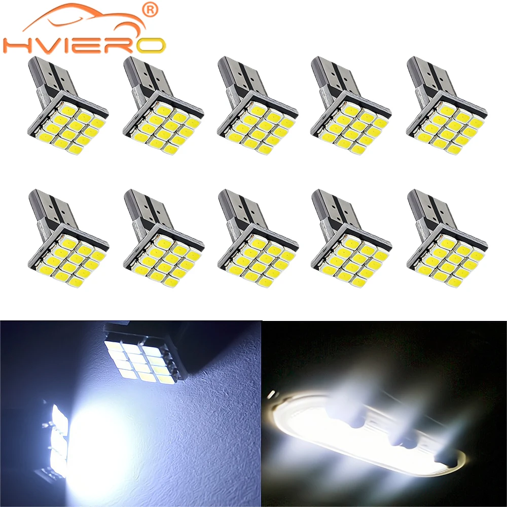 

10PCS T10 W5W Canbus 1206 12SMD Led DC 12V Vehicle Tail Dashboard Reverse Parking Lights Side Marker Lamping Wedge Corner Bulbs