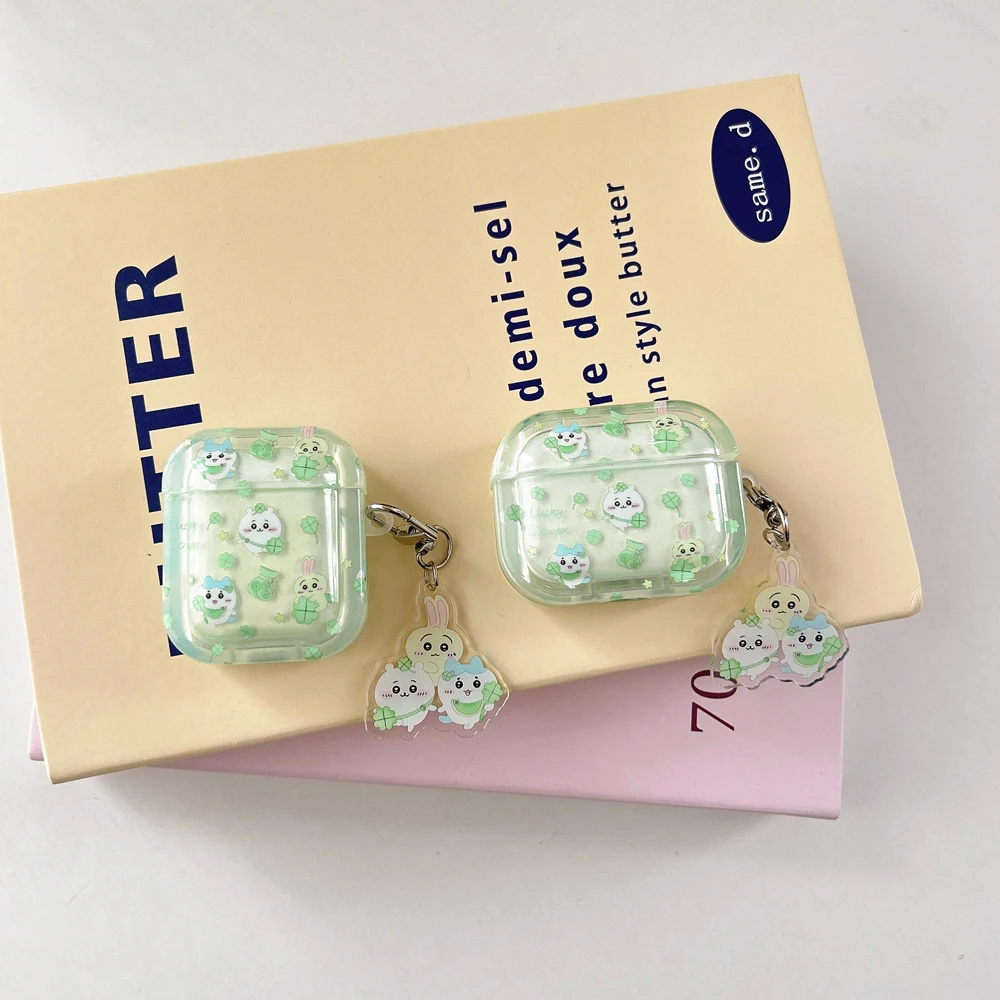 

Cute Clover Jiikawa Cute Clear Capa for Airpods 1 2 3 4 Pro 2 Bluetooth Earphone Case with Decorate Keyrchain Soft Lovely Funda