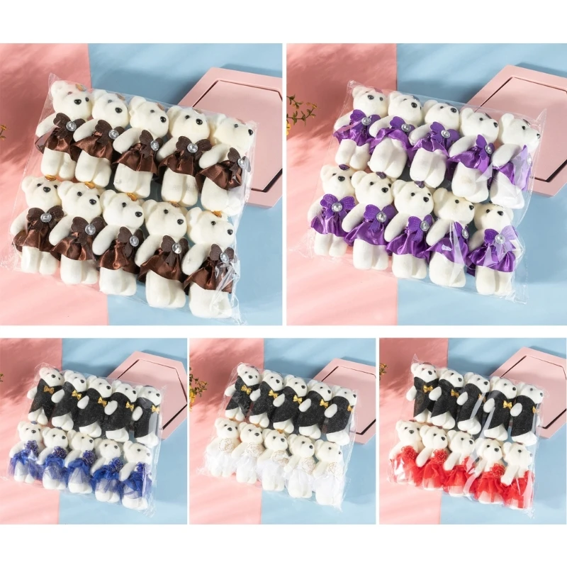 New 10pcs/lot Bear Stuffed Toy Bear Toy Keychain Bag Pendant Wedding Decoration