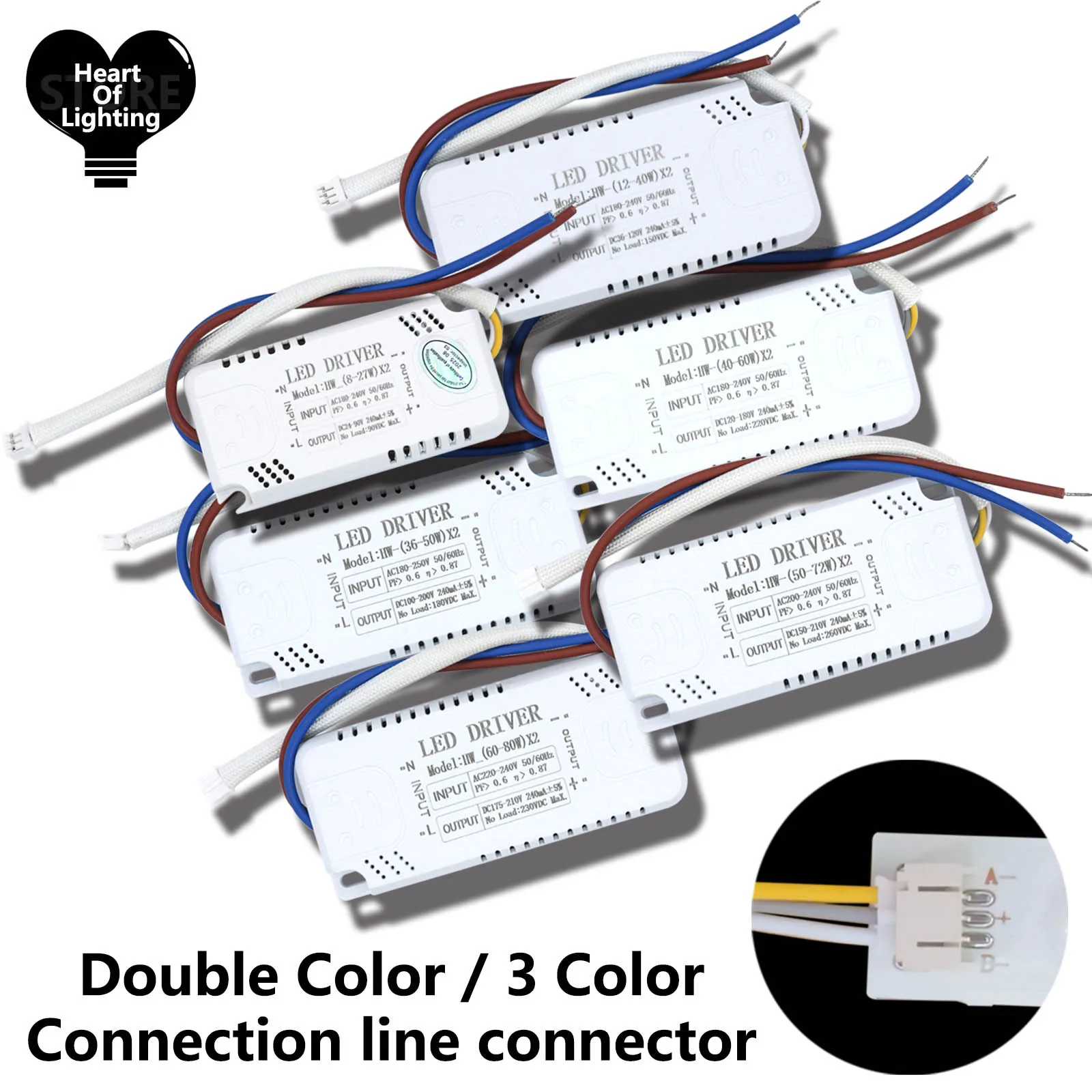 LED Driver 3 color Adapter For LED Lighting AC220V Non-Isolating Transformer For LED Ceiling Light Replacement 12-80W DC24-210V