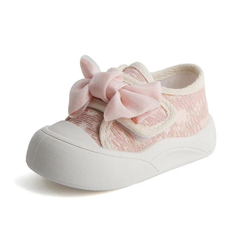 

Girl Sneaker 2025autumn New Kid Canvas Shoe Bow Princess Shoe Soft Sole Baby Shoe Girl School Shoes Fashione Gril Shoesкроссовки
