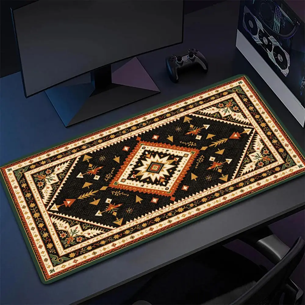 Black Brown Diamond Pattern Rug Gaming Mouse Pad Thick Rubber Large Size For Traditional Office Home