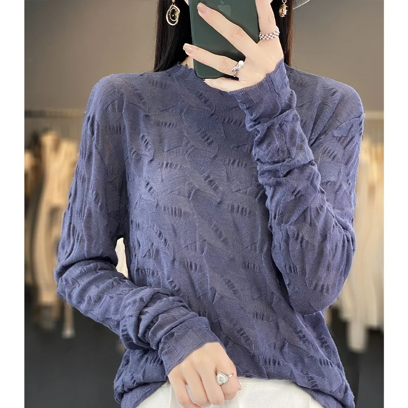 

2025 Autumn/Winter New High end Women's Sweater Korean Edition Fashion Round Neck Pullover 100% Pure Wool Knitted Soft Top