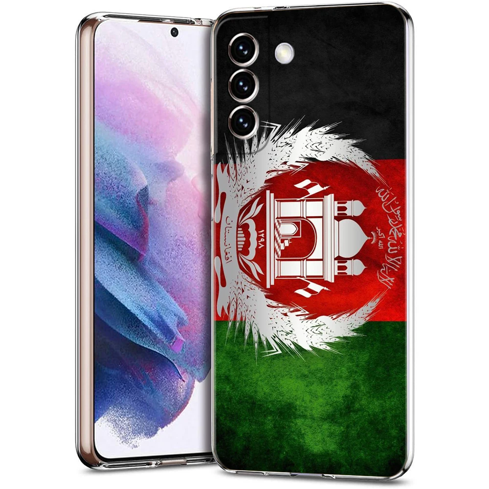 Afghan Afghanistan Flag Case for Samsung S24 S23 S22 S20 S21 FE Ultra S24 S23 S10 S10E S9 S8 Plus 5G Transparent Phone Shell Bag