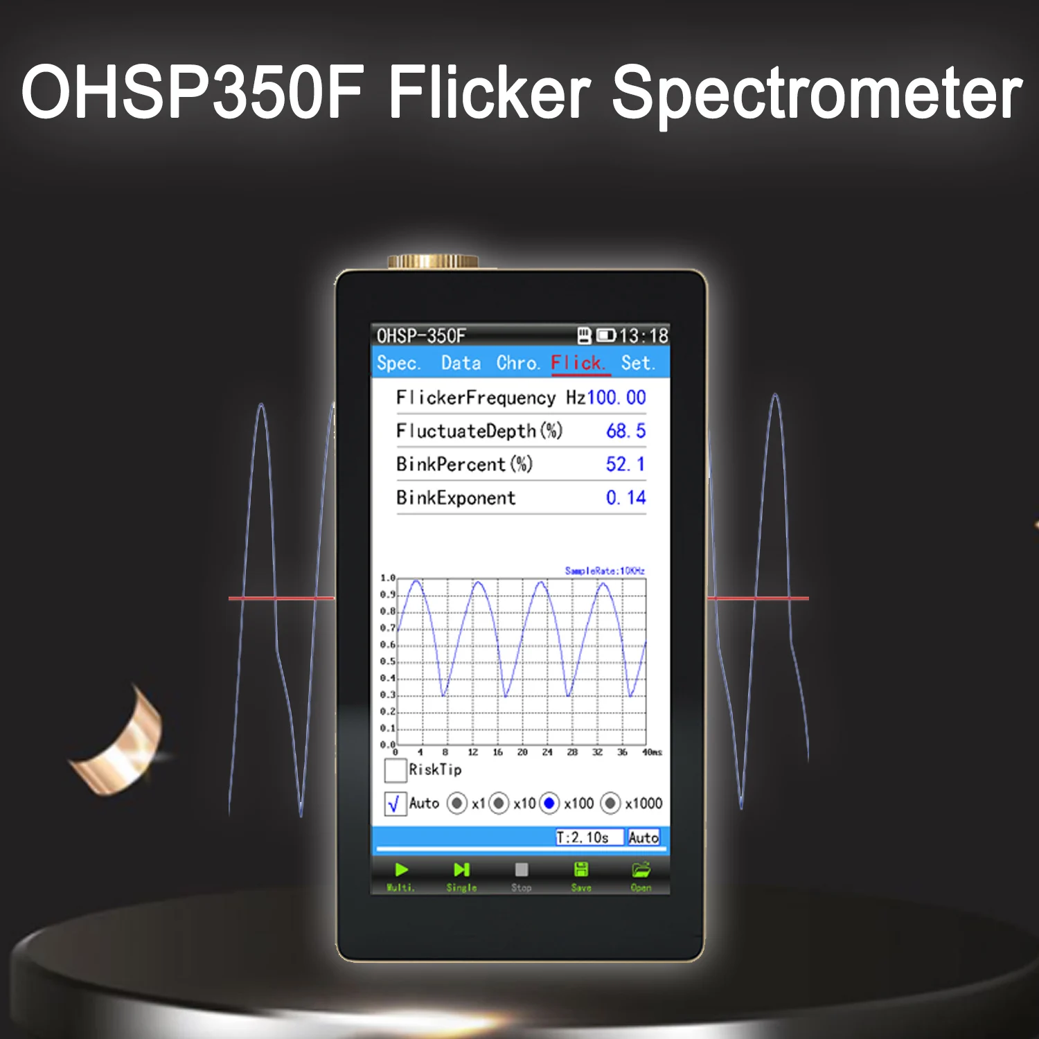 Flicker Meter OHSP350F Spectrometer For Light Test Color Temperature CRI