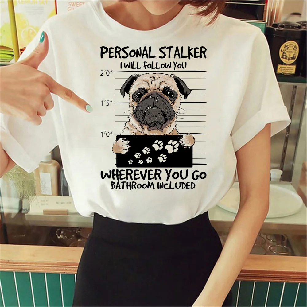 Pug t-shirts women designer top female harajuku comic streetwear clothes