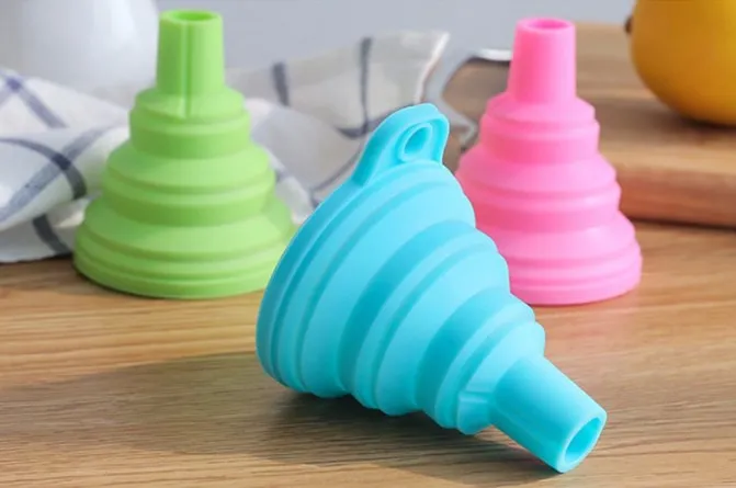 قمع بلاستيكي منزلي صغير لوعاء الزيت ، قابل للطي ، قابل للتمديد ، سيليكون ، موزع تسرب ، منزلي #5