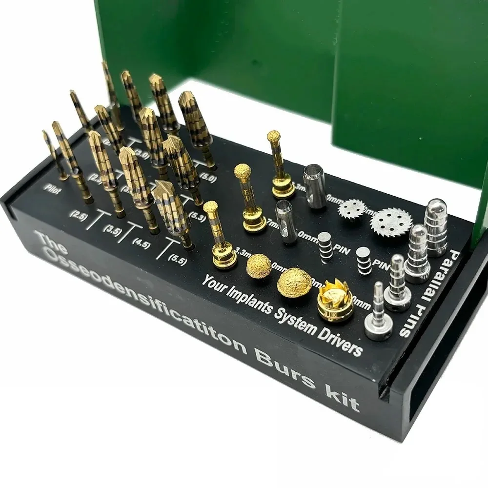 29pcs Dental Drill Bits (Gold Silver Black) Positioning Expansion Gingival Opening & Guide Drills