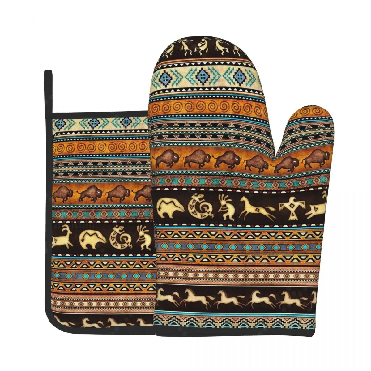 

Винтажные термостойкие прихватки с этническим узором в стиле бохо и наборы держателей для кастрюль, перчатки для духовки для приготовления барбекю, выпечки, гриля