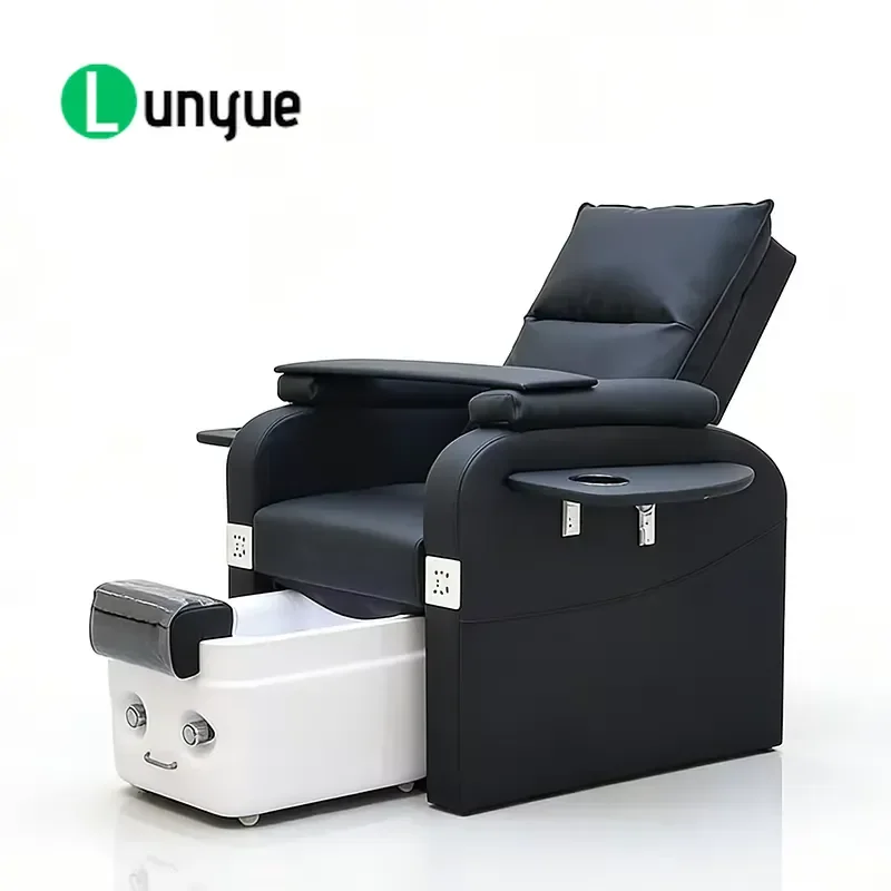 Modern Electric Reclining Foot Chair Black Swirl Luxury Sofa For Small Spa Beauty Furniture Comfortable Pedicure Seat