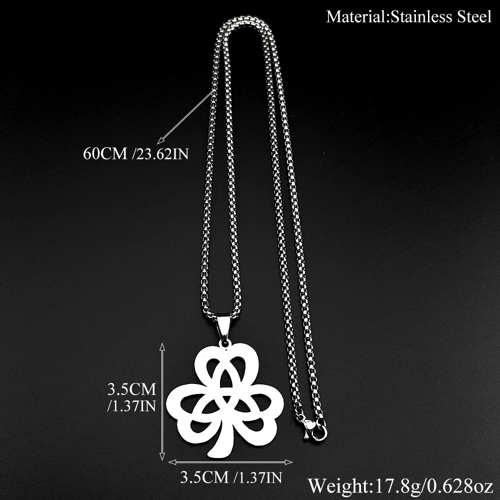 Irischer Glücksklee-Keltischer Knoten Kette für Damen und Herren Edelstahl Goldfarben Dreifaltigkeits-Schamrock Amulett St. Patrick's Day Geschenk Schmuck – Detail 3