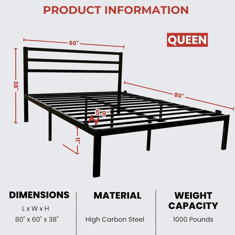 Sturdy Mattress Foundation with Storage Space, No Box Spring Needed, Heavy Duty Frame, Easy As