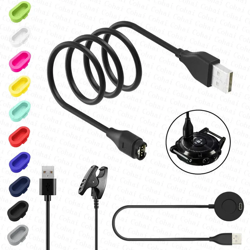 Cable de carga USB para Garmin 945 245 Fenix 5 S X Plus 6 S X Pro Vivoactive 4, cargador 3 935, funda protectora para enchufe